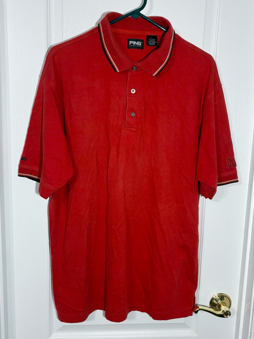Y2K VTG Ping Collection Golf Polo Shirt Embroidered Logo Red Men’s Large